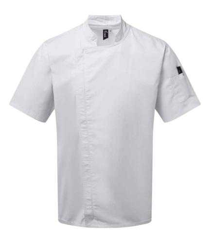 Premier Short Sleeve Zipped Chef's Jacket - WHI - XL